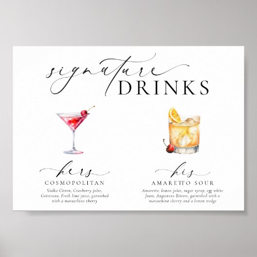 Drinken voor oudere moderne minimale handtekeninge poster (Voorkant)