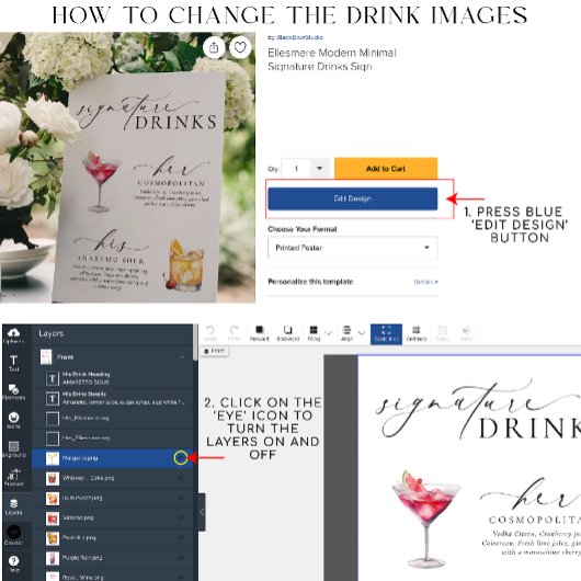 Drinken voor oudere moderne minimale handtekeninge poster