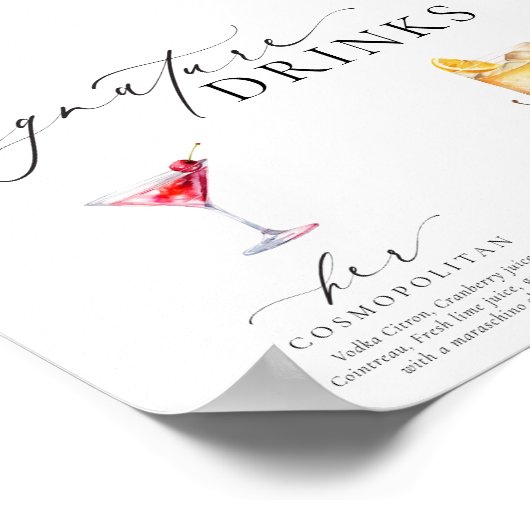 Drinken voor oudere moderne minimale handtekeninge poster (Hoek)