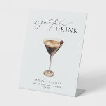 Drinken voor oudere moderne minimale handtekeninge reclamebord met voetstuk<br><div class="desc">Deze handtekening drink menuteken met een moderne kalligrafie scriptkop en minimalistisch ontwerp. De scripttekstkop is een afbeelding dat niet kan worden bewerkt. De grootte van het afbeelding van de kop kan worden aangepast aan de grootte van elk poster. Alle andere tekst kan volledig worden bewerkt. De sjabloon omvat meer dan...</div>
