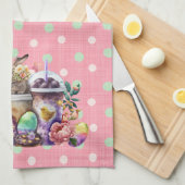 Drinken voor paasbunny-Waterverf koffie Theedoek (Quarter Fold)