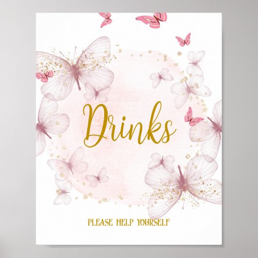 Drinken voor roze en gouden verjaardag Tafel Poster (Voorkant)