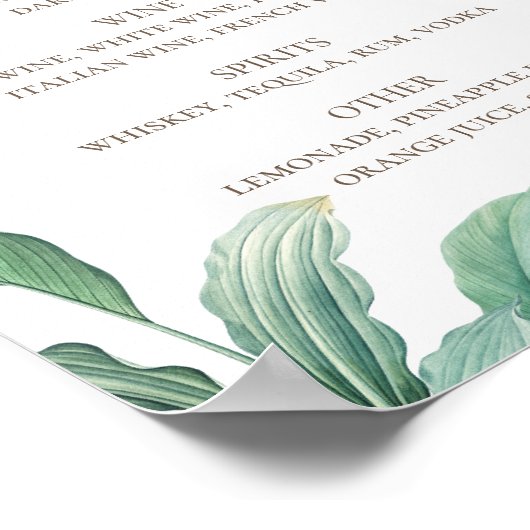 Drinken voor Tropische groenery-foliage bruiloft Poster (Hoek)