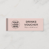Drinken Voucher l Blush Pink Cadeaubon Mini Visitekaartje (Voorkant)