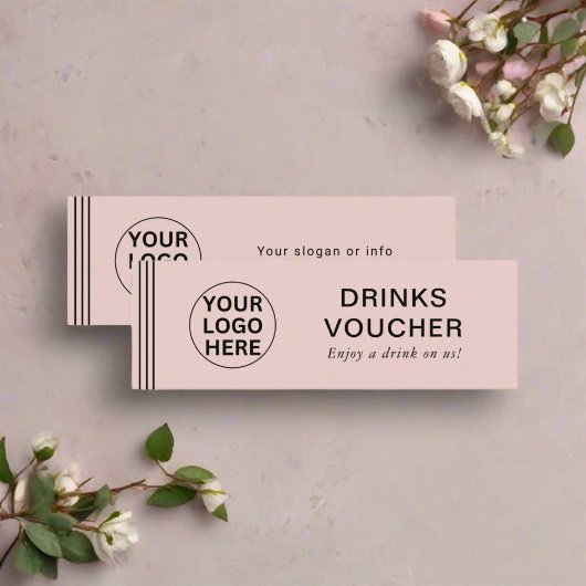 Drinken Voucher l Blush Pink Cadeaubon Mini Visitekaartje