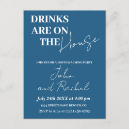 Drinken zijn op het House Housewarming Party Blauw Briefkaart