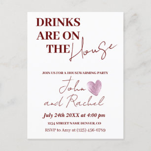 Drinken zijn op het huis housewarming party rustie briefkaart