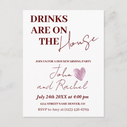 Drinken zijn op het huis housewarming party rustie briefkaart (Voorkant)