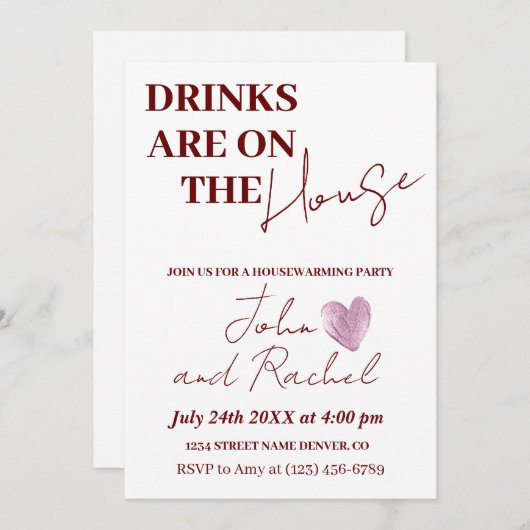 Drinken zijn op het huis housewarming party rustie kaart (Voorkant / Achterkant)