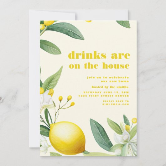 Drinken zijn op het Huis Zomerfeest Uitnodigen Kaart (Voorkant)