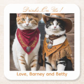 Drinken Zijn Op Ons Eenvoudige Foto Lieve Pret Cat Kartonnen Onderzetters (Voorkant)