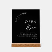 Drinken zijn op ons open bar zwarte bruiloft bar acryl bord (Voorkant)