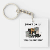 Drinken Zijn Op Ons Purrfecte Bruiloft Sleutelhanger (voorkant)