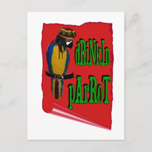 Drinkende papegaai briefkaart (Voorkant)