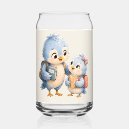 Drinkglas met Blauwe Vogel Broer en Zus Blikvorm Glas