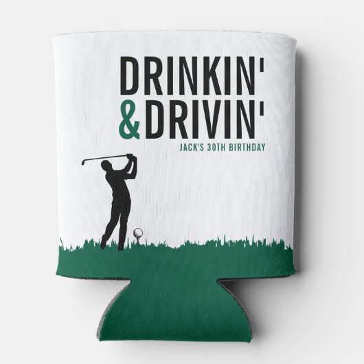 Drinkin' & Drivin' Adult Golf Verjaardagsfeestje Blikjeskoeler (Achterkant)