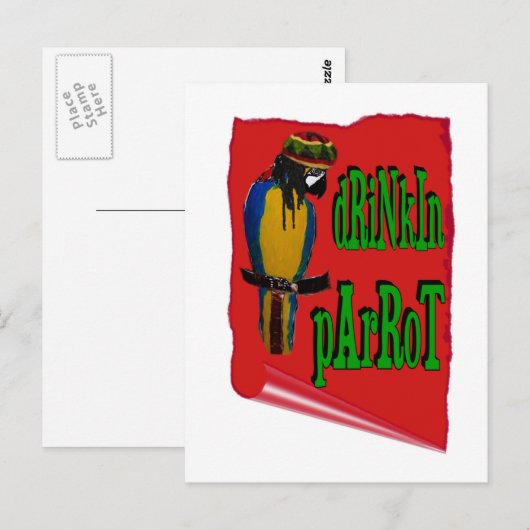 Drinkin' Parrot Briefkaart (Voorkant / Achterkant)