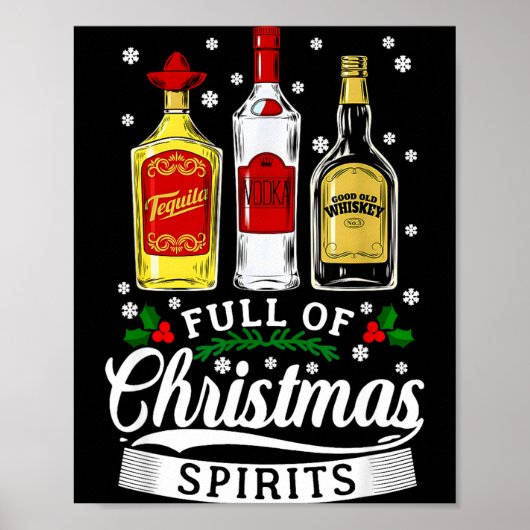 Drinking Alcohol Christmas Party Gift Full Of Chri Poster (Voorkant)