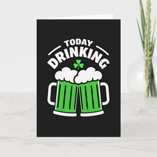 Drinking Beer Shamrock Fun Card Kaart (Voorkant)