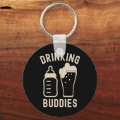 Drinking Buddies Dad Grandpa New Baby Beer And Bot Sleutelhanger (Voorkant)