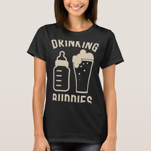 Drinking Buddies Dad Grandpa New Baby Beer And Bot T-shirt (Voorkant)