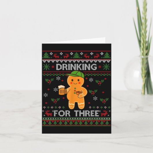 Drinking For Three Pregnancy Announcement Ugly Swe Kaart (Voorkant)