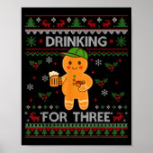 Drinking For Three Pregnancy Announcement Ugly Swe Poster (Voorkant)