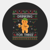 Drinking For Three Pregnancy Announcement Ugly Swe Ronde Sticker (Voorkant)