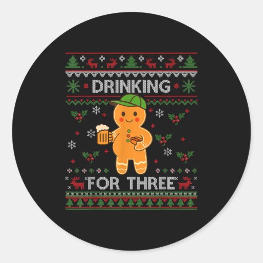 Drinking For Three Pregnancy Announcement Ugly Swe Ronde Sticker (Voorkant)