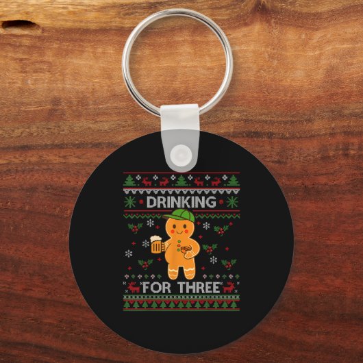 Drinking For Three Pregnancy Announcement Ugly Swe Sleutelhanger (Voorkant)