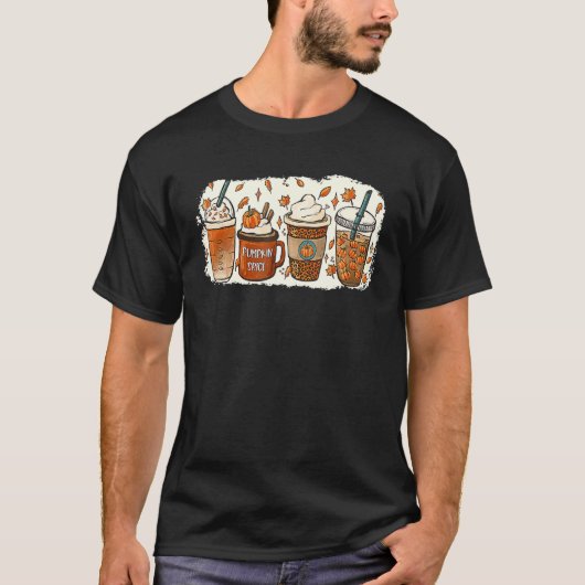 Drinking Halloween Fall Pumpkin Coffee Drinks T-shirt (Voorkant)