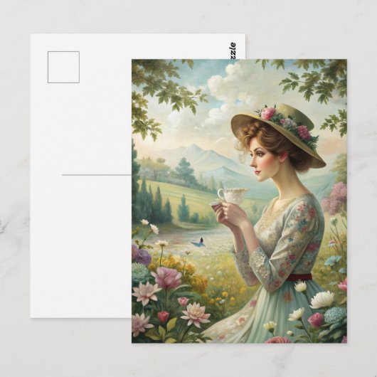 Drinking Tea in Garden Briefkaart (Voorkant / Achterkant)