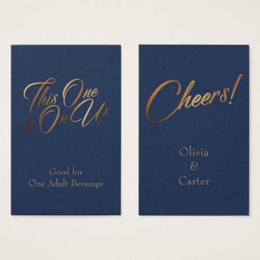 Drinkkaarten, slank, elegante gouden script op mar visitekaartjes (Voorkant /achterkant)