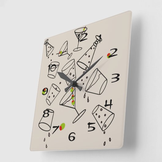Drinks Acrylic Clock Vierkante Klok (Hoek)