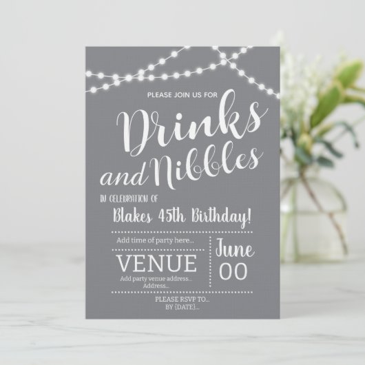 Drinks and Nibbles Invitation Kaart (Staand voorkant)