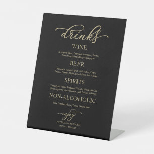 Drinks Bar Goud Schrift Zwarte Trouw Teken Reclamebord Met Voetstuk