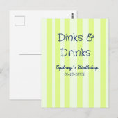 drinks & drankjes groen gestreept verjaardag naam briefkaart (Voorkant / Achterkant)