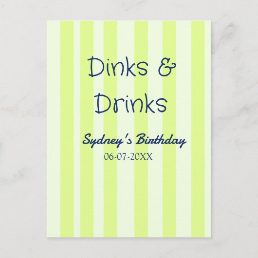 drinks & drankjes groen gestreept verjaardag naam briefkaart (Voorkant)