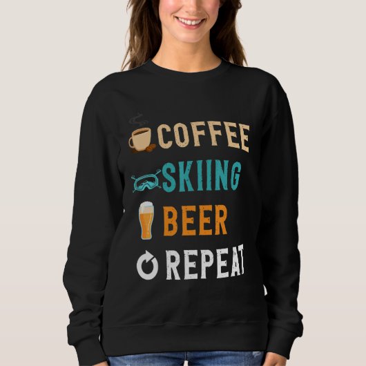 Drinks Lover Funny Coffee, Skiing, Beer Repeat Nov Trui (Voorkant)