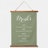 Drinks Menu Bruiloft Salie Groen Wit   Hangend Wandkleed (Voorkant)
