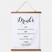 Drinks Menu Bruiloft Zwart Wit  Hangend Wandkleed (Voorkant)