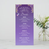 Drinks Menu Card - Purple Mauve Flowers & White (Staand voorkant)