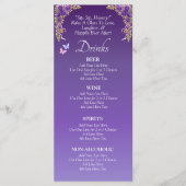 Drinks Menu Card - Purple Mauve Flowers & White (Voorkant)