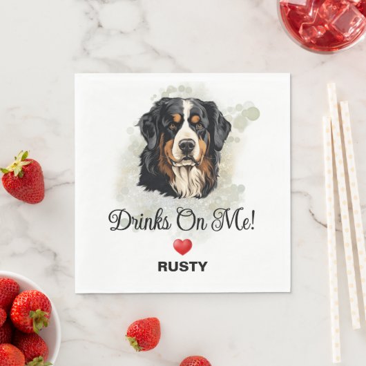 Drinks on Me Bernese Mountain Dog Servet (Insitu)