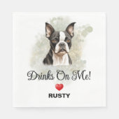 Drinks on Me Boston Terrier Wedding Servet (Voorkant)