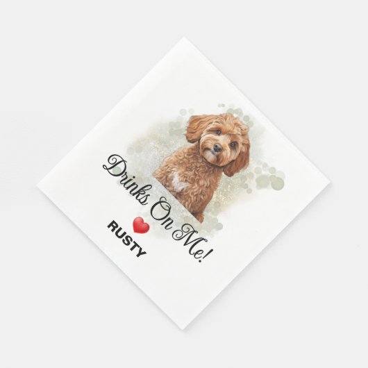 Drinks on Me Cavapoo Bruiloft Servet (Hoek)