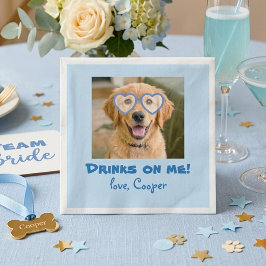 Drinks on Me Cute Fun Photo Modern Dog Wedding Servet