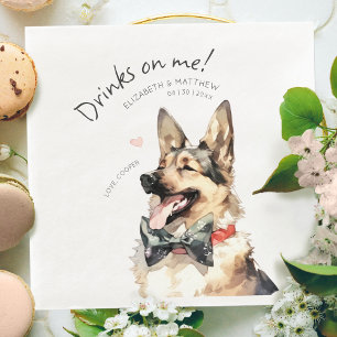 Drinks On Me Duitse Herder Waterverf Leuke Hond Servet