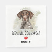 Drinks on Me Duitse Staande Pointer Huwelijk Servet (Voorkant)