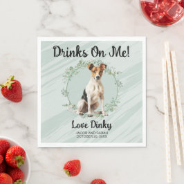 Drinks On Me! Gladde Vos Terrier Hond huwelijksfee Servet